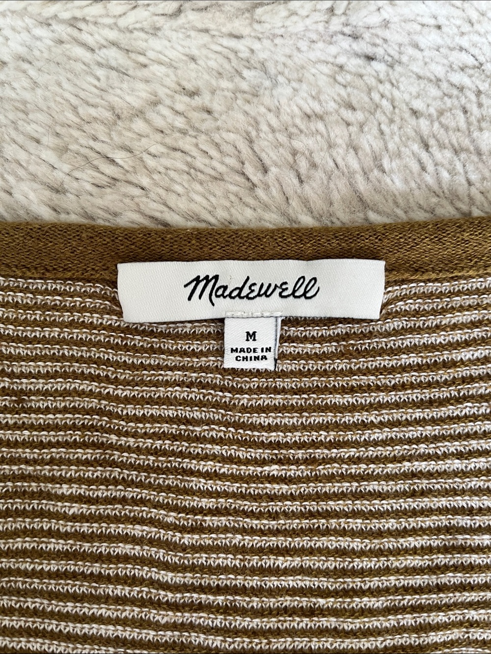 Madewell Olive-Trim Striped Short-Sleeve Scoop Tee - Picture 2 of 4